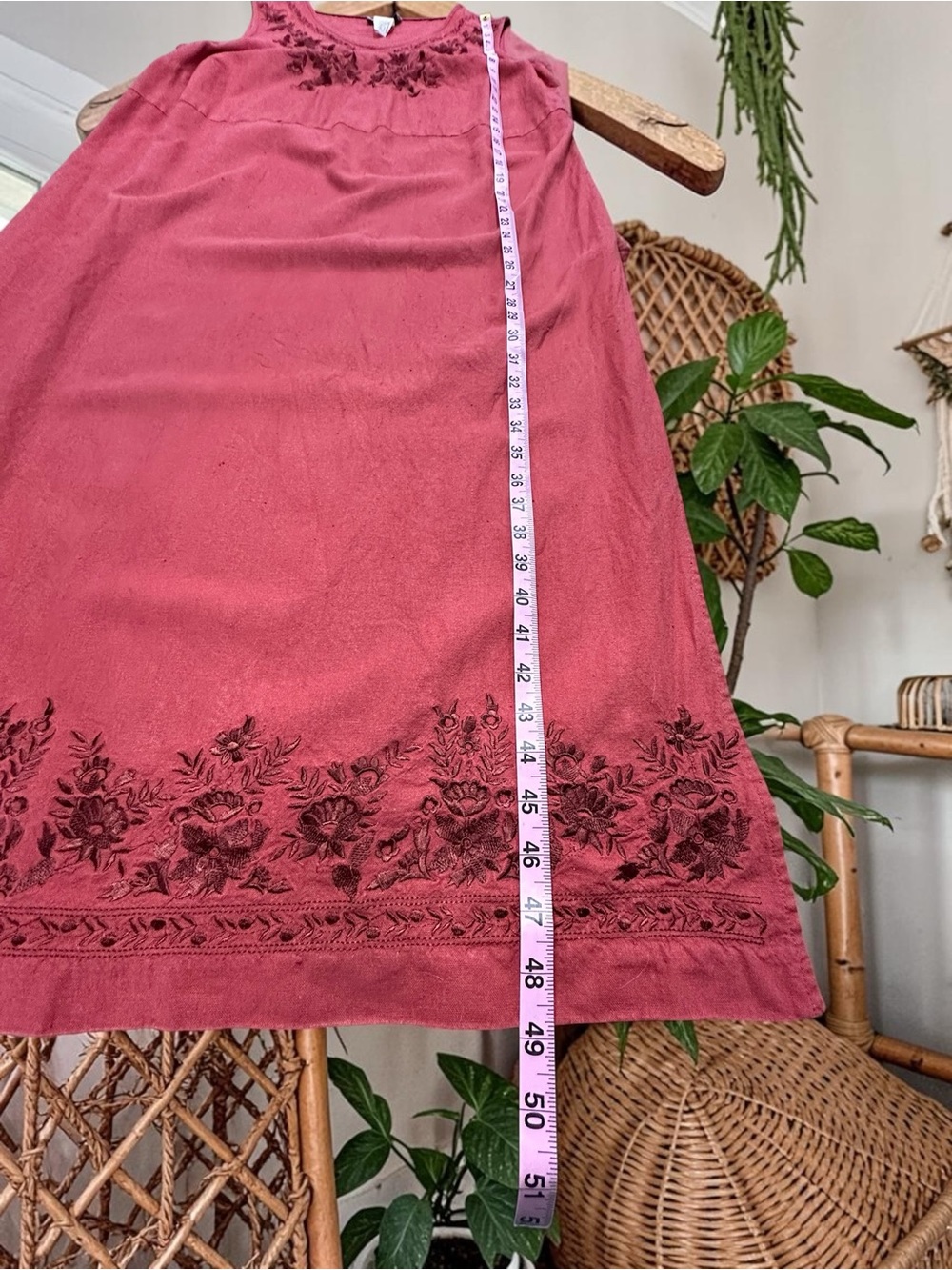 Vintage JL Studio Linen Blend Embroidered Midi Dress. Rusty Red.
Size :14 - Picture 6 of 9